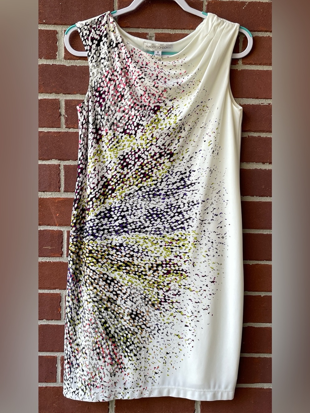 Maggy London Sheath Dress with Multi-Color Pixel Print